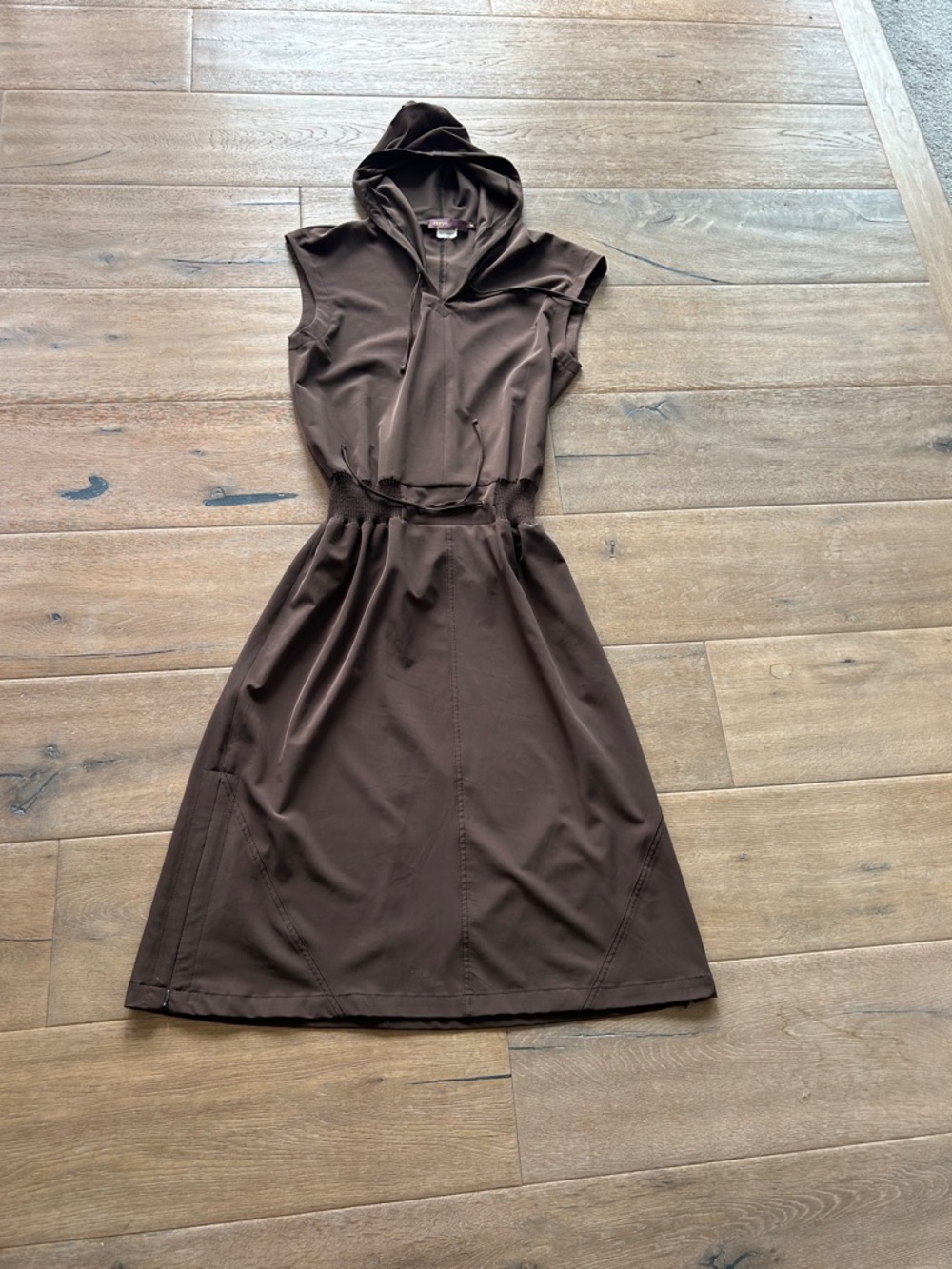 Sleeveless Hooded Midi Dress in Chocolate Brown